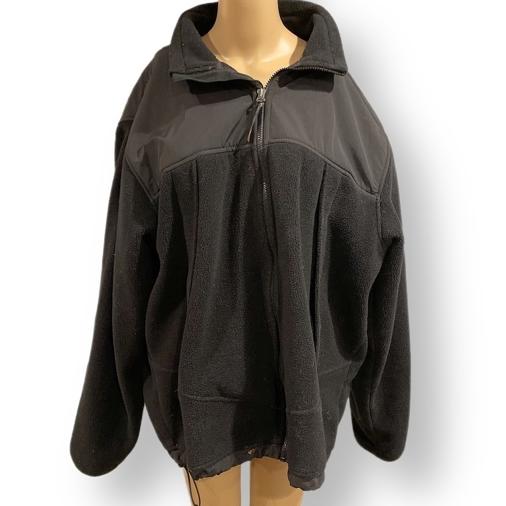 Lands' End Men's zip front long sleeve fleece black XL
